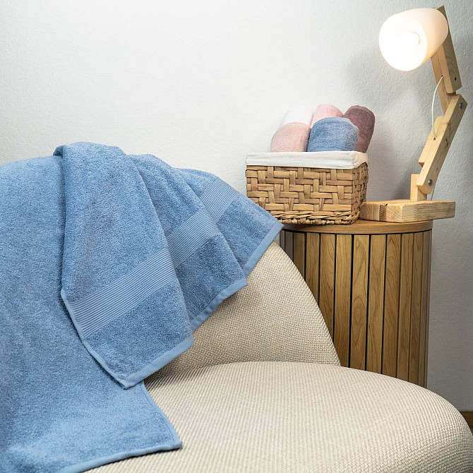Набор махровых полотенец c Бордюром 3шт GM Textile 40х70см, 50х90см, 70х140см 400г/м2 (Синий) Сумы - изображение 6
