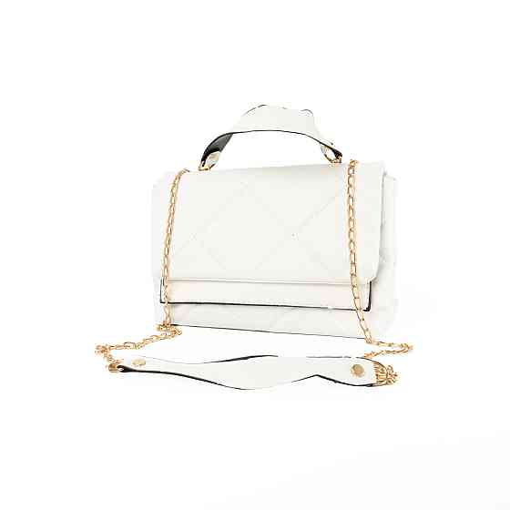 Сумка женская из качественной искусственной кожи со стеганым узором и ручкой-цепочкой, Белый Каменец-Подольский