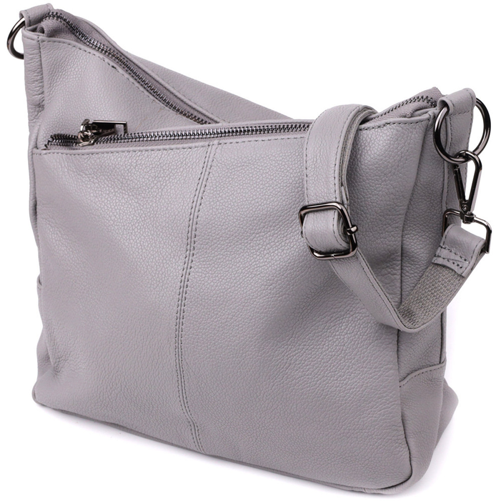 Женская сумка с двумя ремешками из натуральной кожи Vintage 23054 Серый Киев - изображение 6