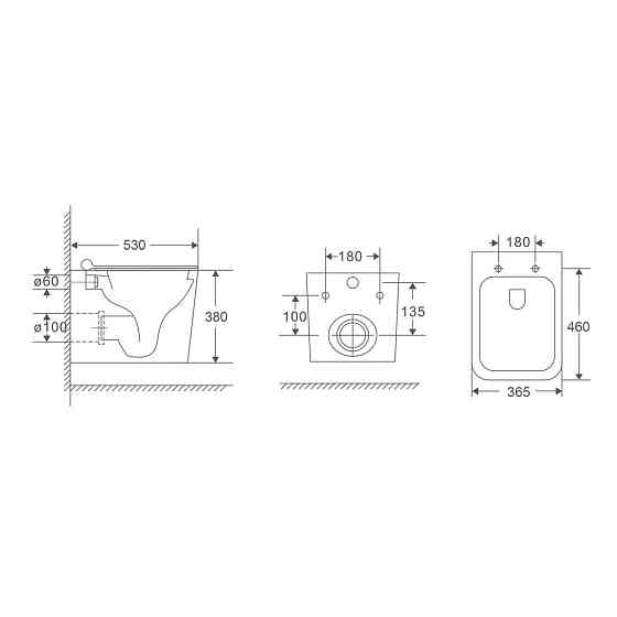 Унітаз підвісний Mixxus Premium Quadro-0302-T1 530x360x365mm, система змиву Tornado 1.0 (MP6456) Київ
