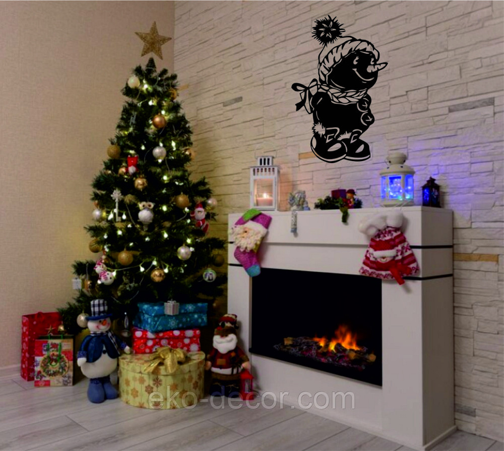 Декоративное настенное Панно «Снеговик», Декор на стену 70*45 см, Черный Киев - изображение 5