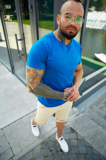 Мужская футболка базовая Синий L Харьков - изображение 3