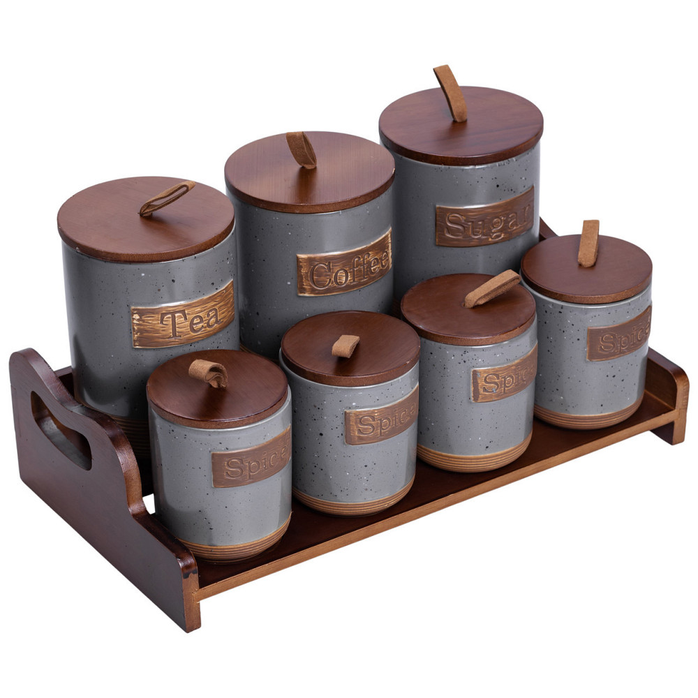Набор банок для сыпучих продуктов на бамбуковой подставке Киев - изображение 5