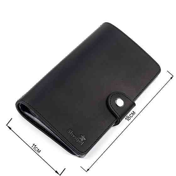 Візитниця велика Shvigel 13905 шкіряна Чорна Київ