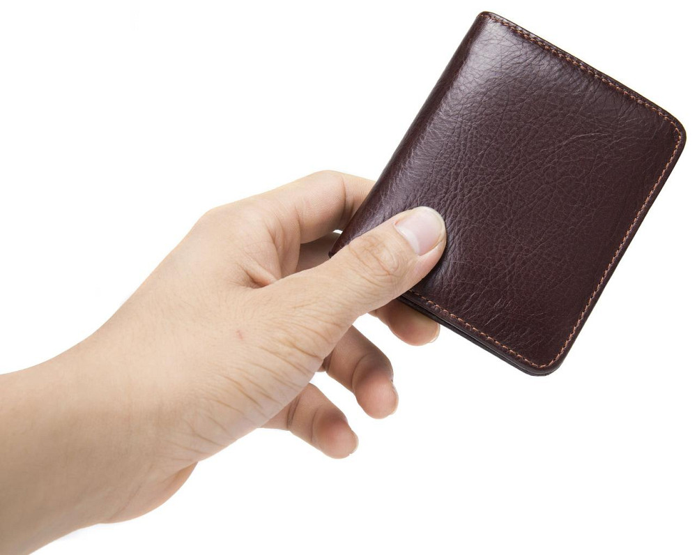 Чоловіче портмоне mini глянсове Коричневе (Vintage) Київ - фото 4