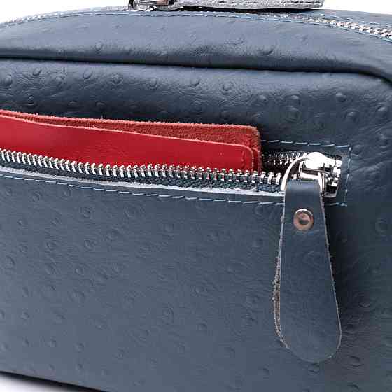 Цікава сумка для жінок із фактурної натуральної шкіри Vintage 22661 Синя Київ