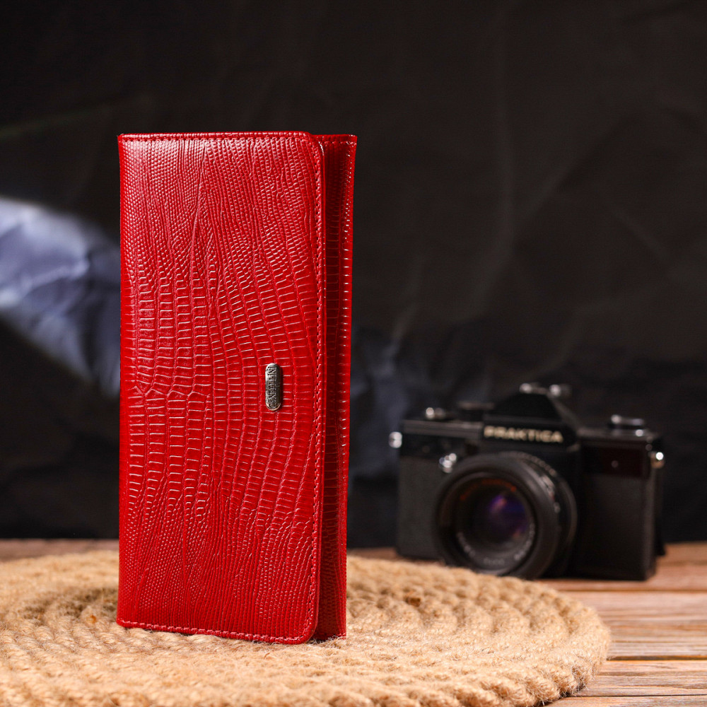 Лакированный кошелек для женщин из натуральной фактурной кожи CANPELLINI 21609 Красный Киев - изображение 8