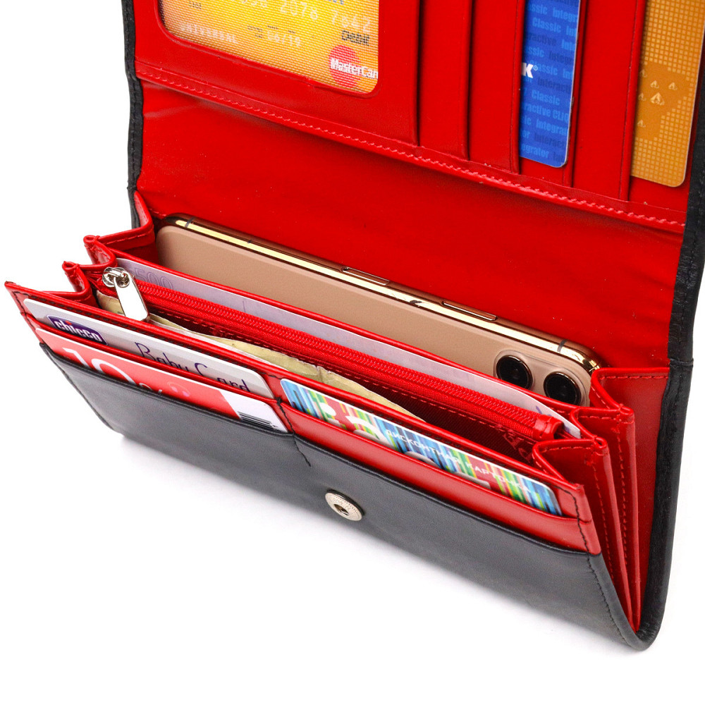 Вместительный кошелек для женщин из натуральной гладкой кожи CANPELLINI 21611 Черный Киев - изображение 4