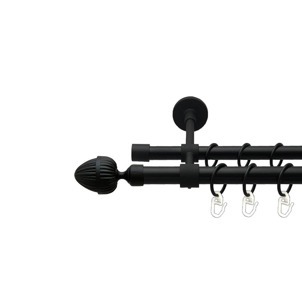 Карниз Orvit Одеон металевий дворядний закритий гладка труба кільце металеве Чорний Оксамит 19\16 мм 200 см (00-00027050) Львів - фото 1