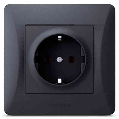 Розетка Videx BINERA 1ая із заземленням черн (VF-BNSK1G-BG) Вінниця