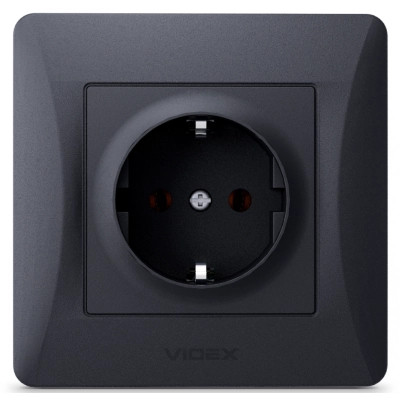 Розетка Videx BINERA 1ая із заземленням черн (VF-BNSK1G-BG) Вінниця - фото 1