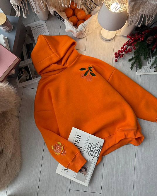 Женская стильная теплая худи с вышивкой турецкая трехнить на флисе пенье Одесса - изображение 3