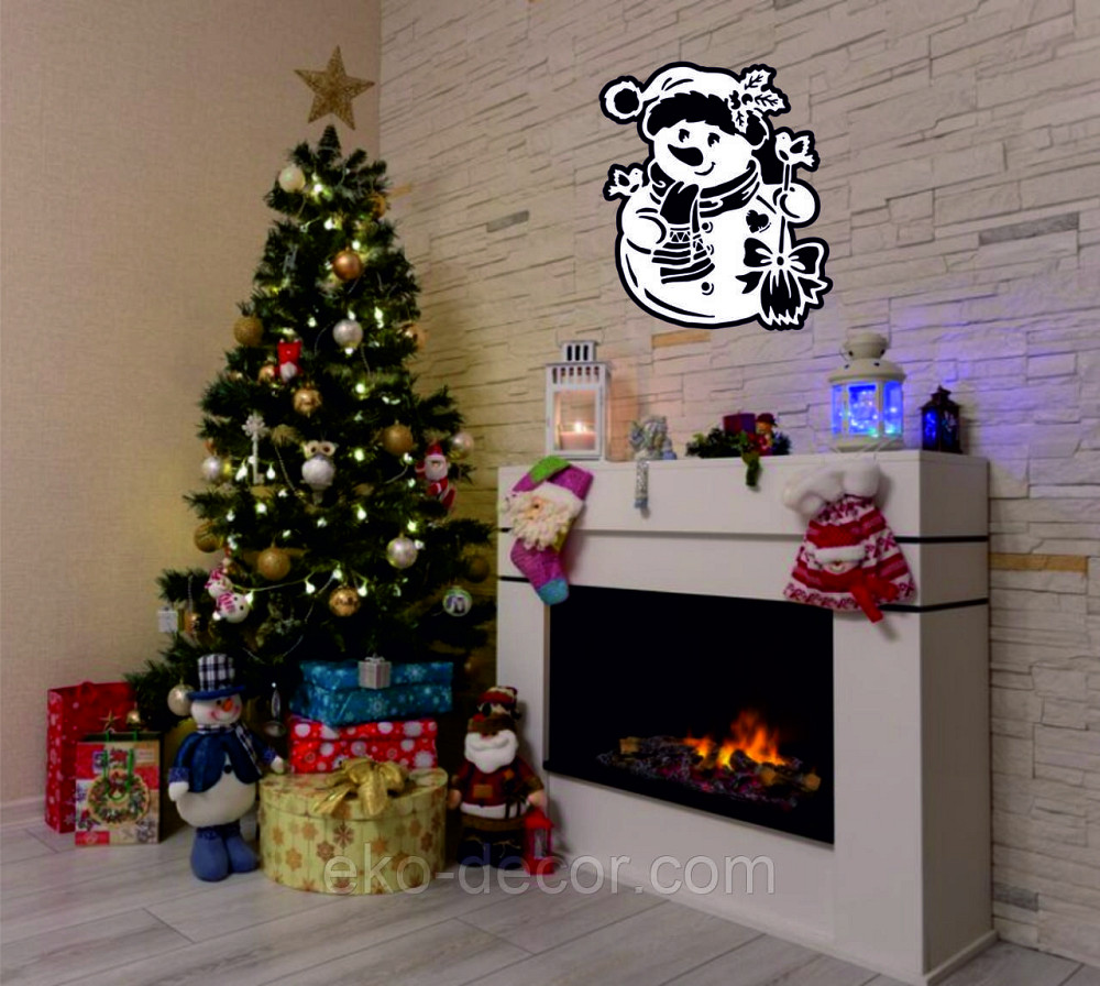 Декоративне настінне Панно «Сніговик», Декор на стену 70*60 см Київ - фото 4