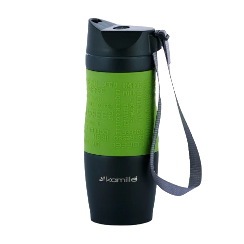 Термочашка 380мл з TPR вставкою і ремінцем нержавіюча сталь (мікс) KAMILLE 2052A Житомир - изображение 4