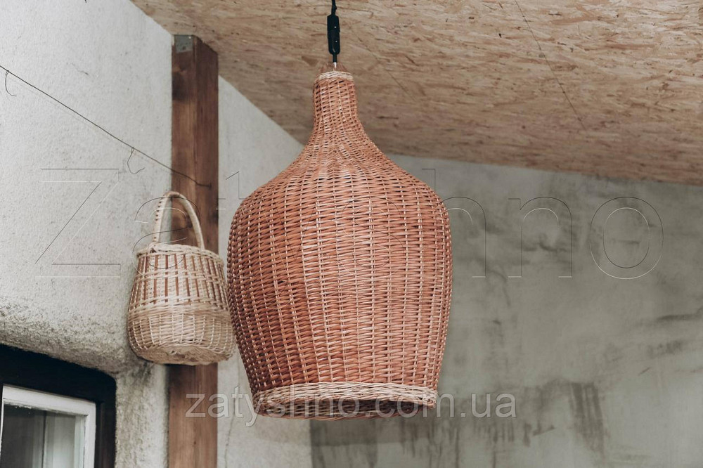Плетена бра із лози | люстри плетені з лози  | торшери абажури бра Київ - фото 3
