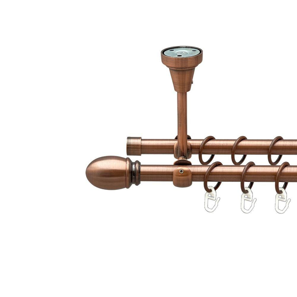 Карниз Orvit Белуно металевий дворядний відкритий до стелі гладка труба кільце металеве Мідь 16\16 мм 280 см Львов - изображение 1