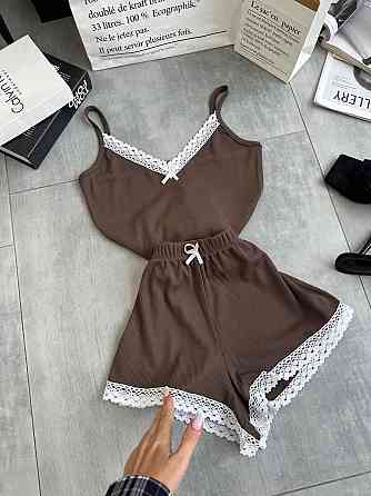 Жіноча повсякденна домашня піжама, двійка турецький рубчик Шоколад, 42/44 Одеса