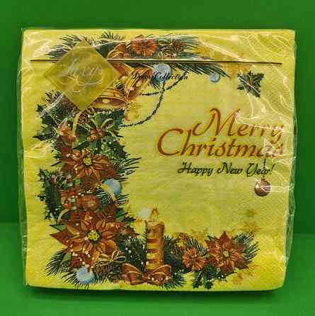 Новогодняя бумажная салфетка (ЗЗхЗЗ, 20шт) LuxyНГ Очаровующий веночек(1234) (1 пачка) Харьков