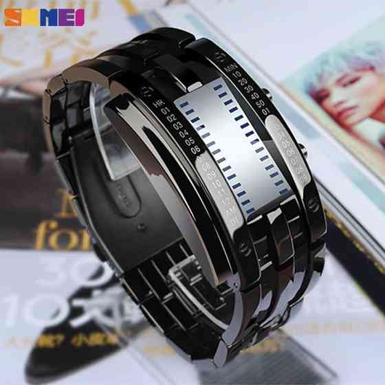 Уникальные бинарные мужские часы Skmei 0926 (Черные) Киев