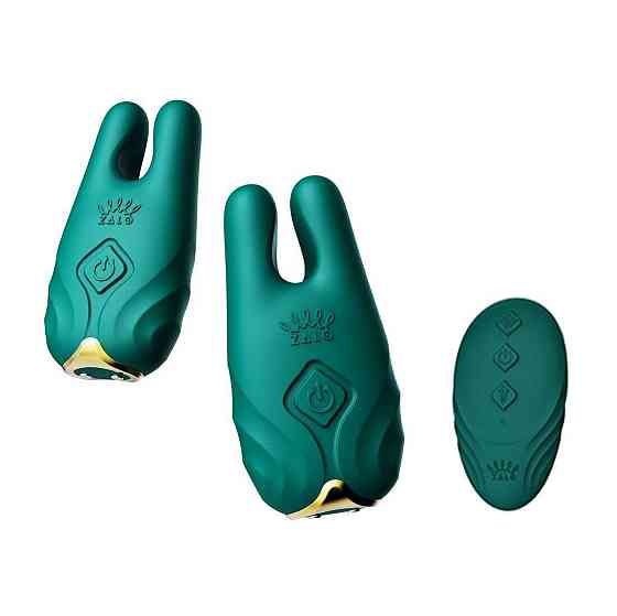 Смартвибратор для груди Zalo - Nave Turquoise Green, пульт ДУ, работа через приложение Sex Aura Киев