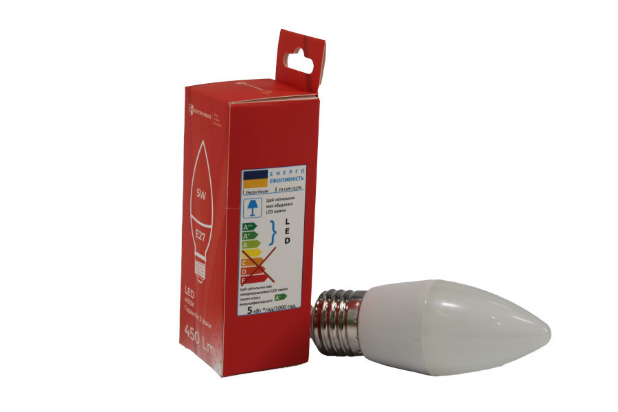 LED-лампа С37 5 Вт E27 4100 К 450 Лм 165-265 В Дніпро - фото 3