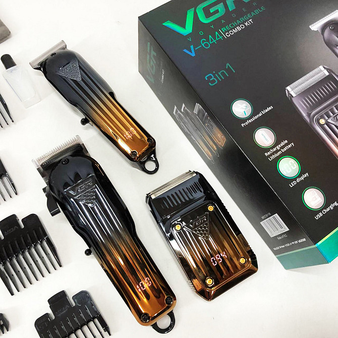 Комплект VGR 3 в 1 V-644 акумуляторна машинка для стрижки, триммер та MW-369 електробритва шейвер Київ - фото 3