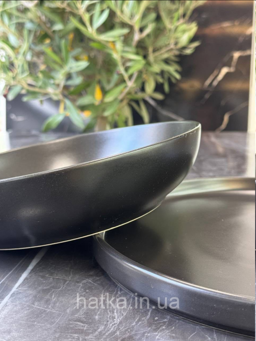 Тарілка глибока салатник чорний кераміка 20 см "Саіда" 102-1576 для дому та ресторанів Київ - фото 4