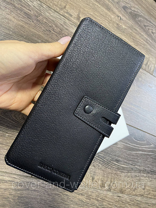 Місткий шкіряний гаманець-клатч чорного кольору Marco Coverna 1393 Київ - фото 2