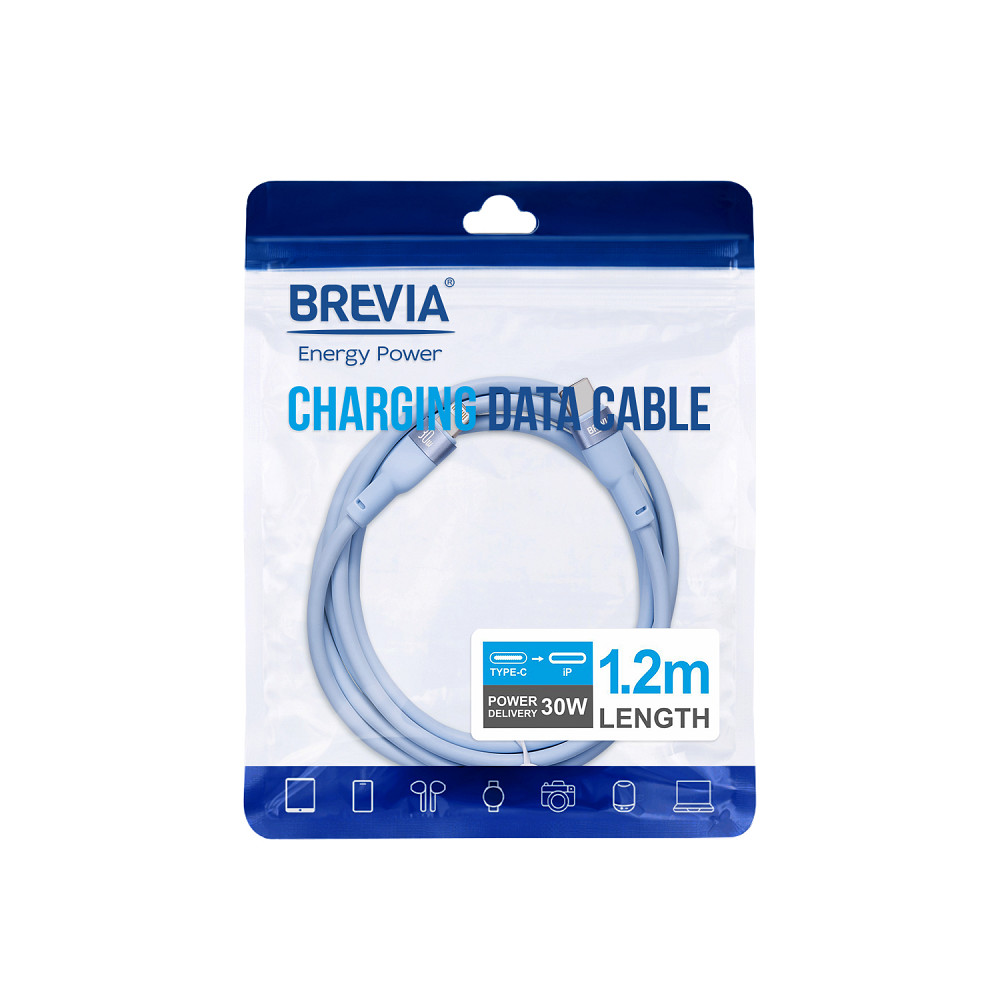 Кабель Brevia Type-C to Lightning 30W 1,2м, синій ZIP (52120UCLZ1) Львів - фото 4