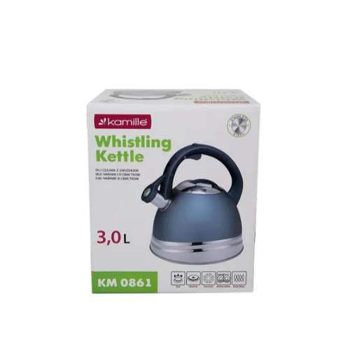 Чайник 3л нержавіюча сталь зі свистком з ручкою "soft-touch" блакитний 861 KAMILLE Житомир - фото 6
