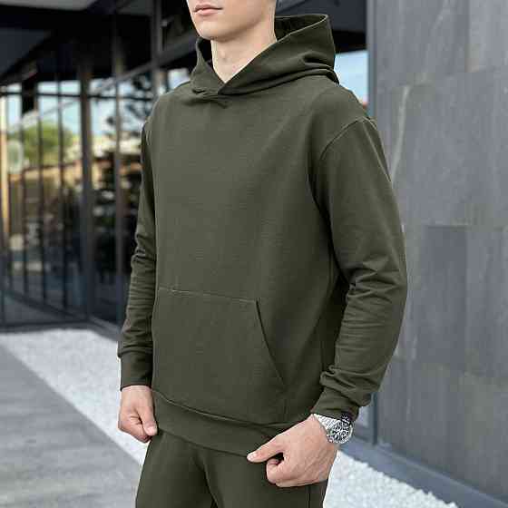 Чоловіче демісезонне худі з капюшоном світлий хакі Pobedov 001 Київ