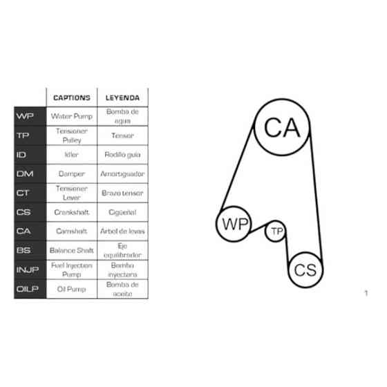 Ремкомплект Volken Caddy II, Golf III, Seat 1.4i -04 (ремінь, ролики, помпа) ГРМ Мукачево