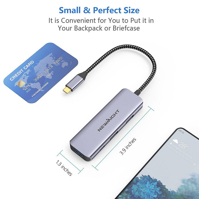 Адаптер Newmight 4в1 USB-C хаб на два HDMI 4K@30Hz із зарядкою PD 100W, порт USB-A, для двох монітор Київ - фото 8