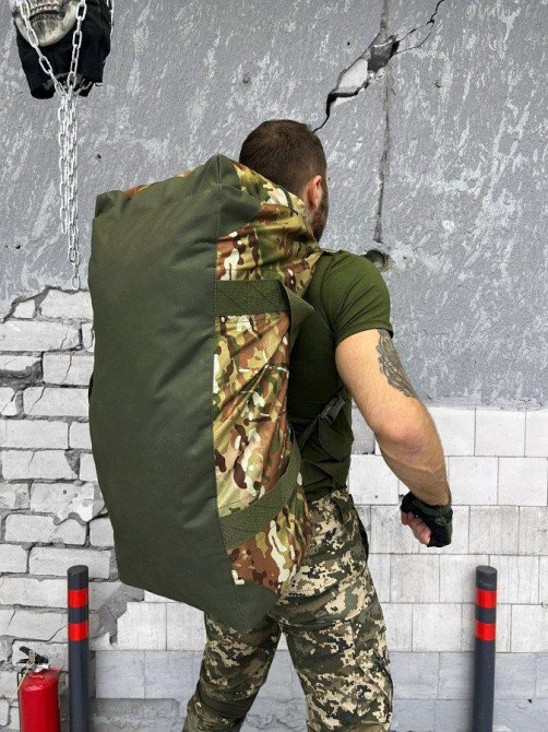 Сумка баул тактическая армейская походная 3 в 1 на 65 л рюкзак для военных и туристов усиленный Мультикам Одесса - изображение 2