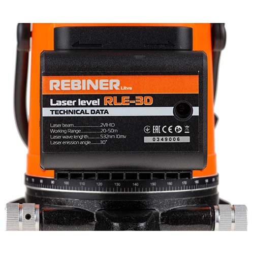 Лазерний рівень Rebiner RLE-3D (3 промені, зелений діод) — Гарантія 36 міс, Литва Львів - фото 5