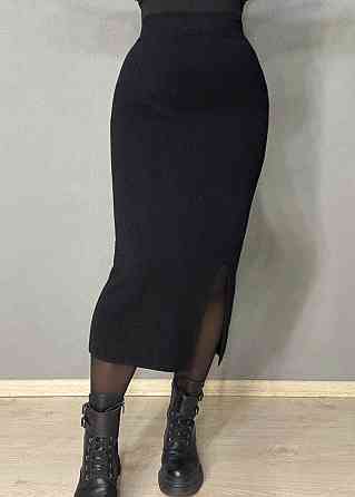 Спідниця жіноча My fashion 6808-80 в’язана з розрізом середня довжина, чорний, one size Київ