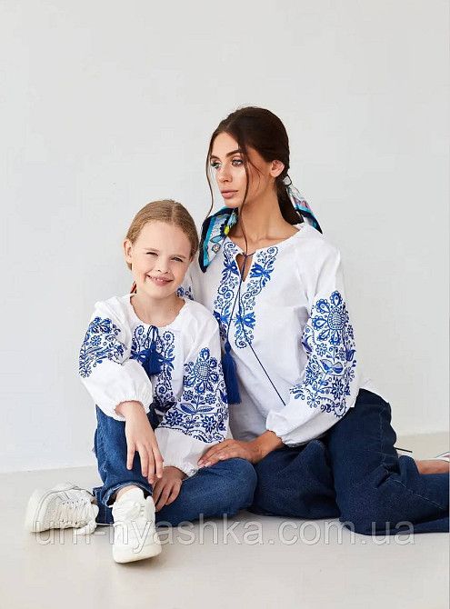 Дитяча вишиванка з синьою вишивкою Кривий Ріг - фото 3