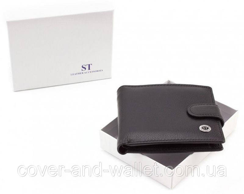 Классический мужской кожаный кошелек коричневого цвета ST 104 Черный Киев - изображение 4