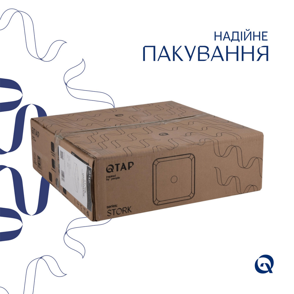 Комплект Qtap Stork: Раковина накладная квадратная 430x430x125 мм White + Донный клапан PU02 Киев - изображение 14