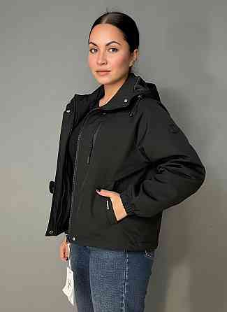 Куртка женская YZY 30128 ветровка оверсайз с капюшоном на подкладке one size, черный, one size Киев