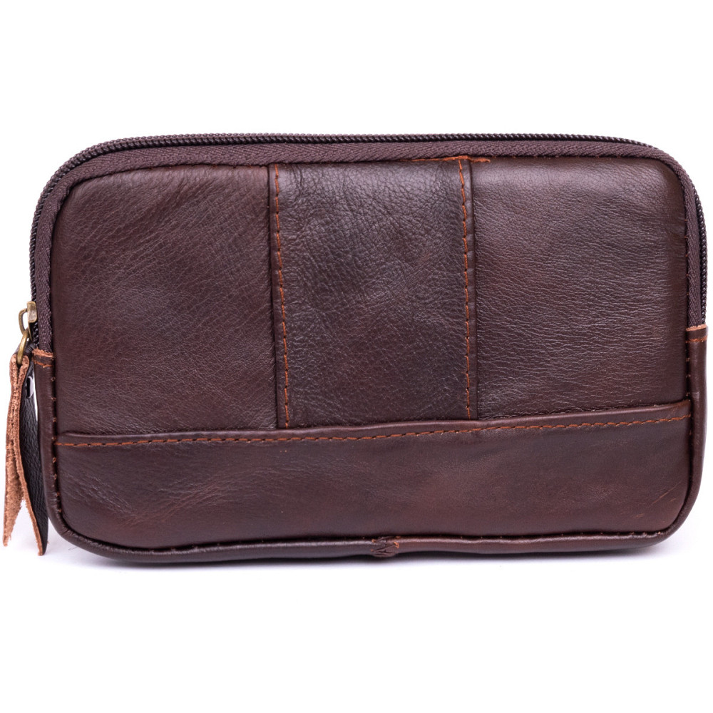 Горизонтальна барсетка на ремінь брюк шкіряна Vintage 20354 Коричнева Київ - фото 1