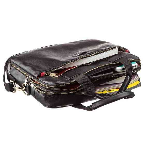 Мужская кожаная сумка под ноутбук на 2 отделения SHVIGEL 19106 Черная Киев