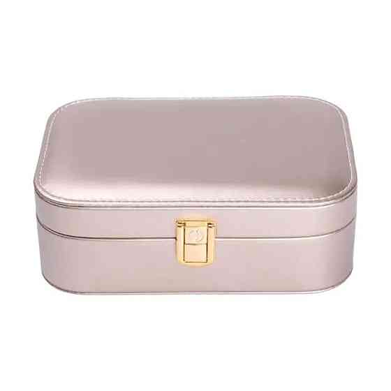 Yiwu Скринька для прикрас з еко шкіри 20×14×7 см із дзеркалом органайзер для ювелірних виробів Коломыя