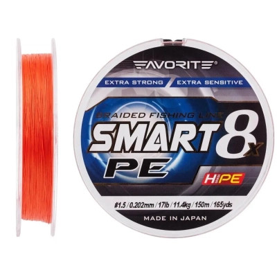 Шнур Favorite Smart PE 8x 150м 1.5/0.202mm 17lb/11.4kg Red Orange (1693.10.84) Винница - изображение 2