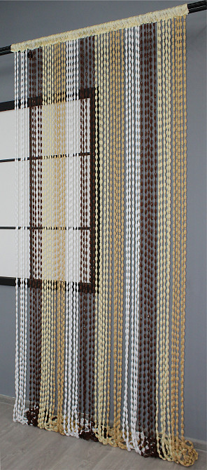 Штори-нитки "Шиніл" з люрексом Білий з коричнево-карамельним 300х300см 1 шт (61-048) Київ - фото 4