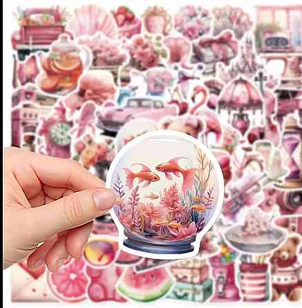 Набор розовых стикеров 60 шт эстетика и винтаж Киев