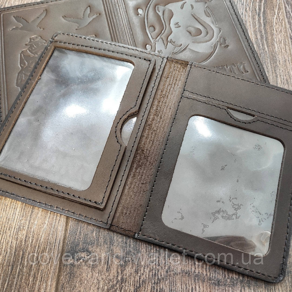 Обложка кожаная на удостоверение охотника коричневая Киев - изображение 3