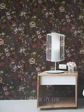 Винілові на фрізеліні AS creation Perfect 1.06Х10 квіти червоні сиренові на чорному Київ