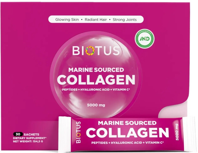 Морський колаген з гіалуроновою кислотою та вітаміном СBiotus Marine Sourced Collagen Peptid30 пак Київ - фото 1