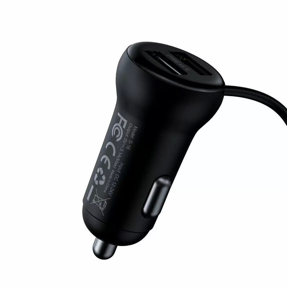 FM трансмиттер модулятор Baseus S-16 Bluetooth FM Launcher 2 USB CCTM-E01 (Черный) Николаев - изображение 4